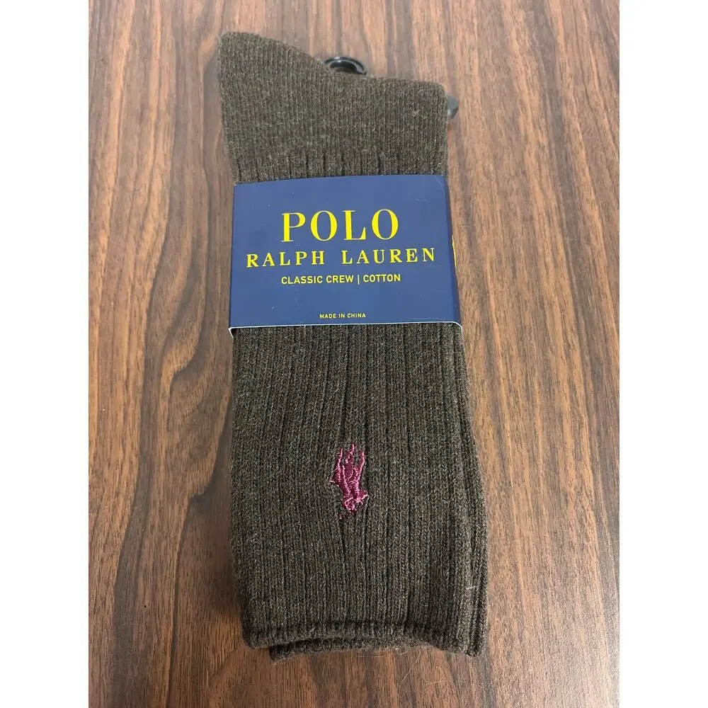 NWT Polo Ralph Lauren Mens 10-13 Old Money Academia Equestrian Staple Crew Socks